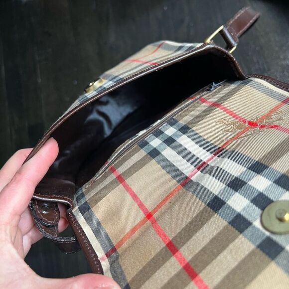 BURBERRY Mini Nova Check Shoulder Bag Canvas/leather Vintage - Picture 6 of 6